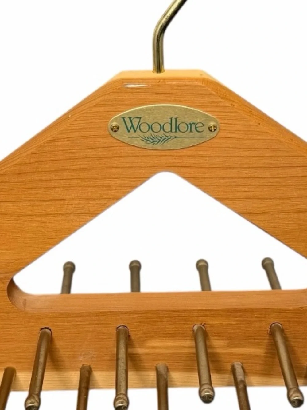 Woodlore Wooden Tie, Belt and Scarf Hangers - Honey stain with Brass Pegs